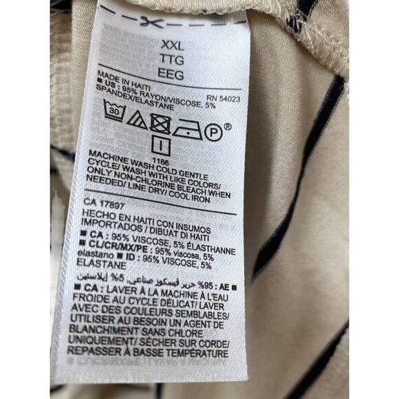 OLD NAVY Long Sleeve Tee Size XXL Womens Nautical Stripe Top Beige Black - Picture 7 of 8